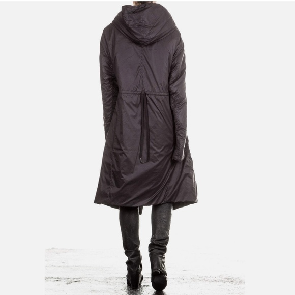 masnada Jackets & Blazers - masnada Asymmetrical Polymide Long Black Hooded Puffer Coat - Made in Italy